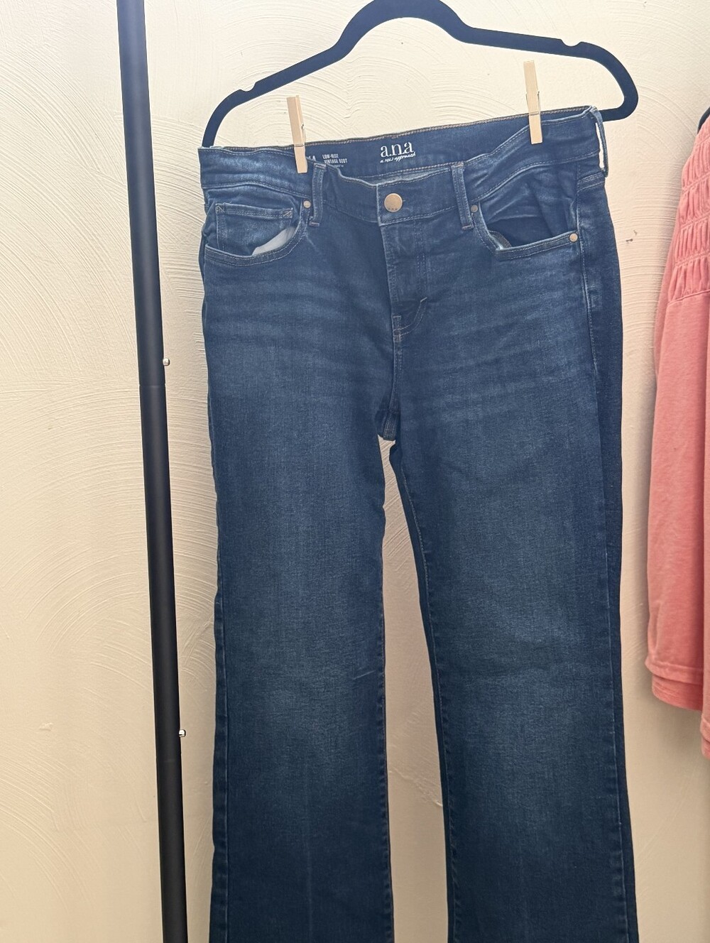 a.n.a Women's Navy Relaxed Jeans with Utility Patch Pocket